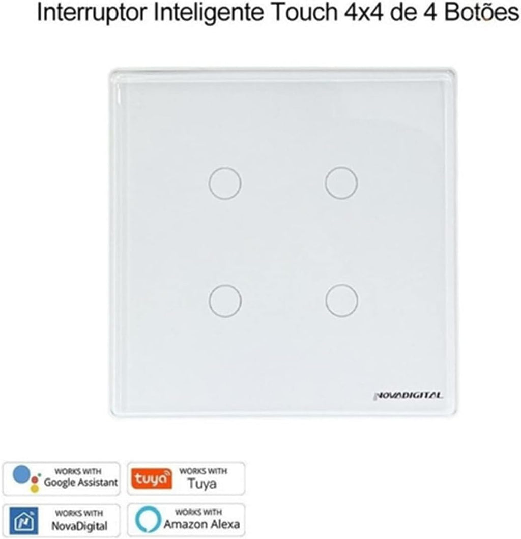 Interruptor Inteligente Wi-Fi Nova Digital 1 Botão Touch LITE-WS1 Smart Home Google Home Alexa Automação Residencial Preto