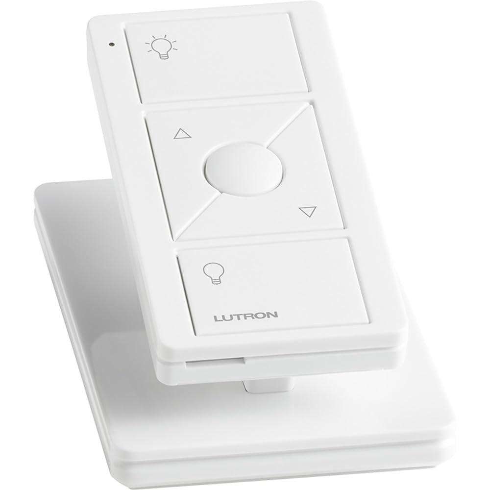 Lutron Controle remoto pico de 3 botões com elevação/inferior para interruptor de dimmer de iluminação inteligente sem fio Caseta, PJ2-3BRL-WH-L01R, branco
