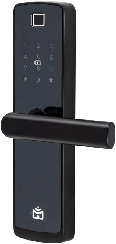 Smart Fechadura Digital Wi-Fi de Embutir Positivo Casa Inteligente, Abertura por Senha, Biometria, Tag, Chave e Aplicativo, Preta com Maçaneta
