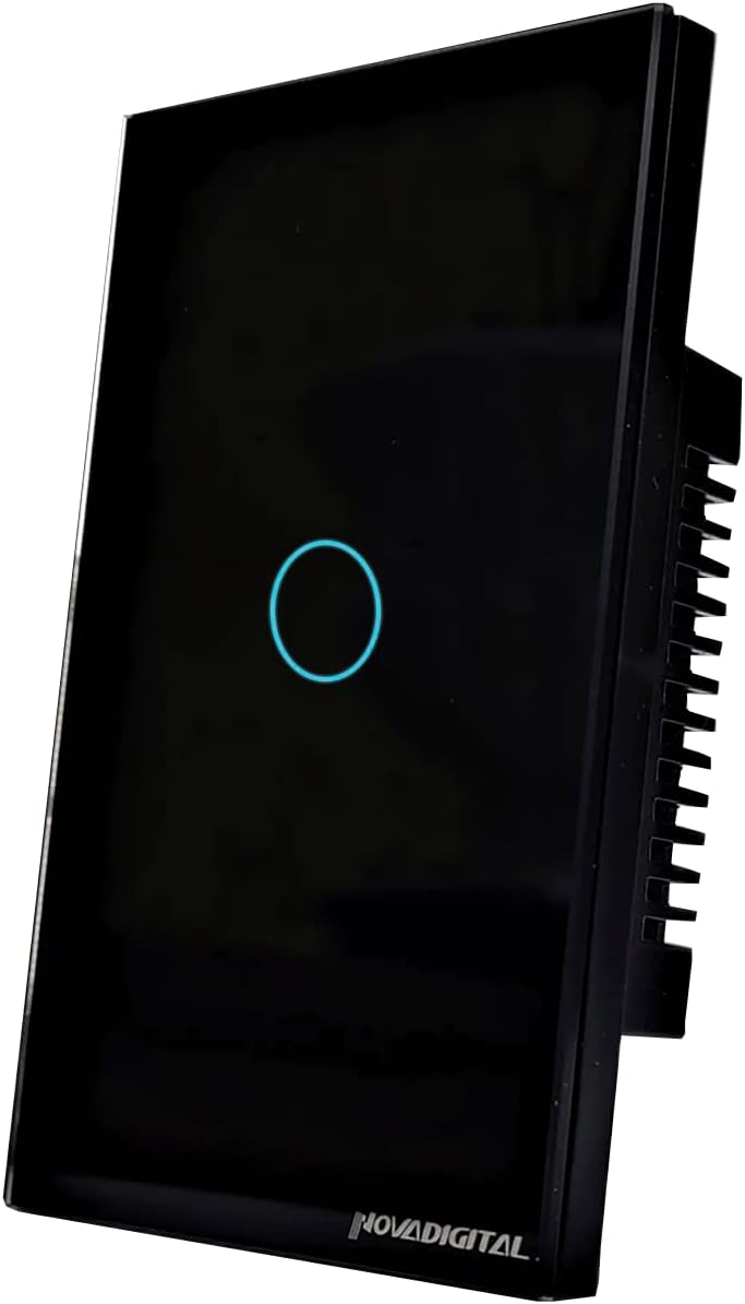 Interruptor Inteligente Wi-Fi Nova Digital 1 Botão Touch LITE-WS1 Smart Home Google Home Alexa Automação Residencial Preto
