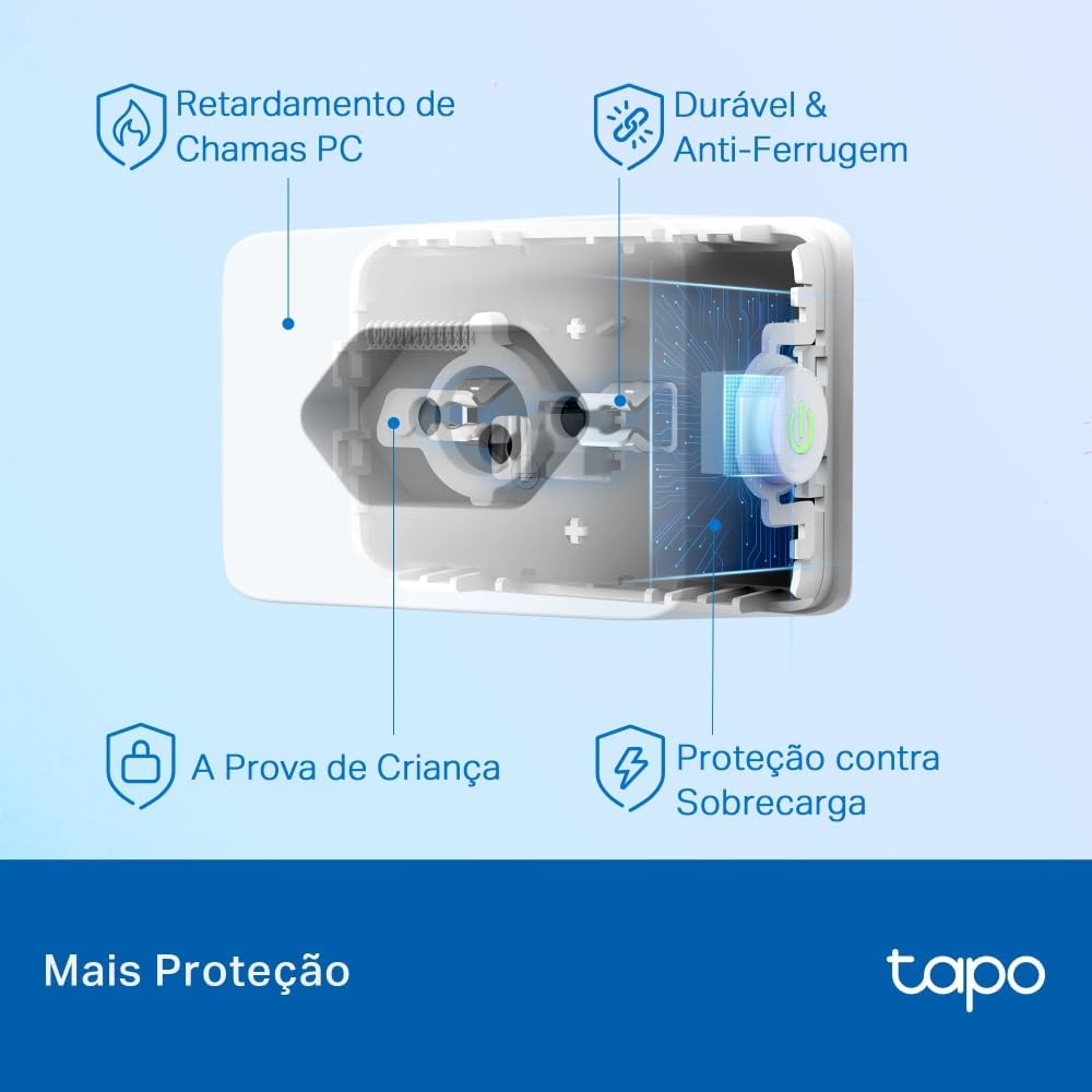 Tomada Inteligente Wi-Fi TP-Link Tapo P110, Smart Plug, Bivolt, 10A/2400W, Monitoramento e Economia de Energia, Alexa, OK Google, Smart Things, Proteção de Segurança, Controle Remoto