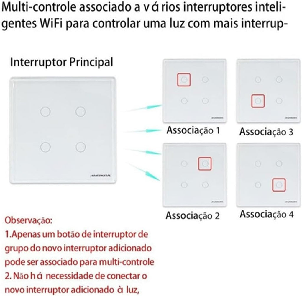 Interruptor Inteligente Wi-Fi Nova Digital 1 Botão Touch LITE-WS1 Smart Home Google Home Alexa Automação Residencial Preto