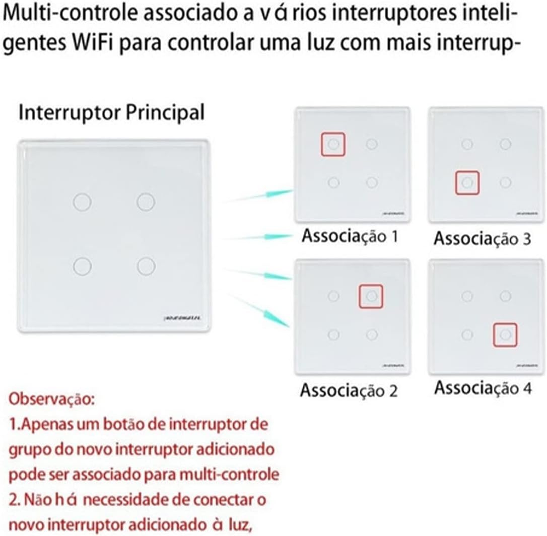 Interruptor Inteligente Wi-Fi Nova Digital 1 Botão Touch LITE-WS1 Smart Home Google Home Alexa Automação Residencial Preto