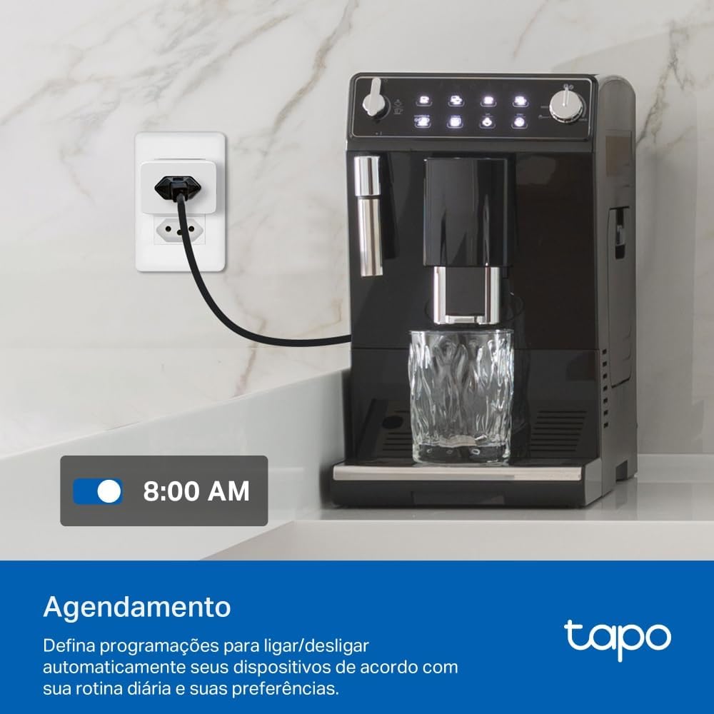 Tomada Inteligente Wi-Fi TP-Link Tapo P110, Smart Plug, Bivolt, 10A/2400W, Monitoramento e Economia de Energia, Alexa, OK Google, Smart Things, Proteção de Segurança, Controle Remoto