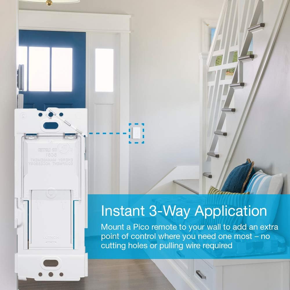 Lutron Suporte de placa de parede de iluminação inteligente Caseta para controle remoto Pico Smart (Pico vendido separadamente), monte diretamente o controle remoto Pico na parede, 3 vias (sem