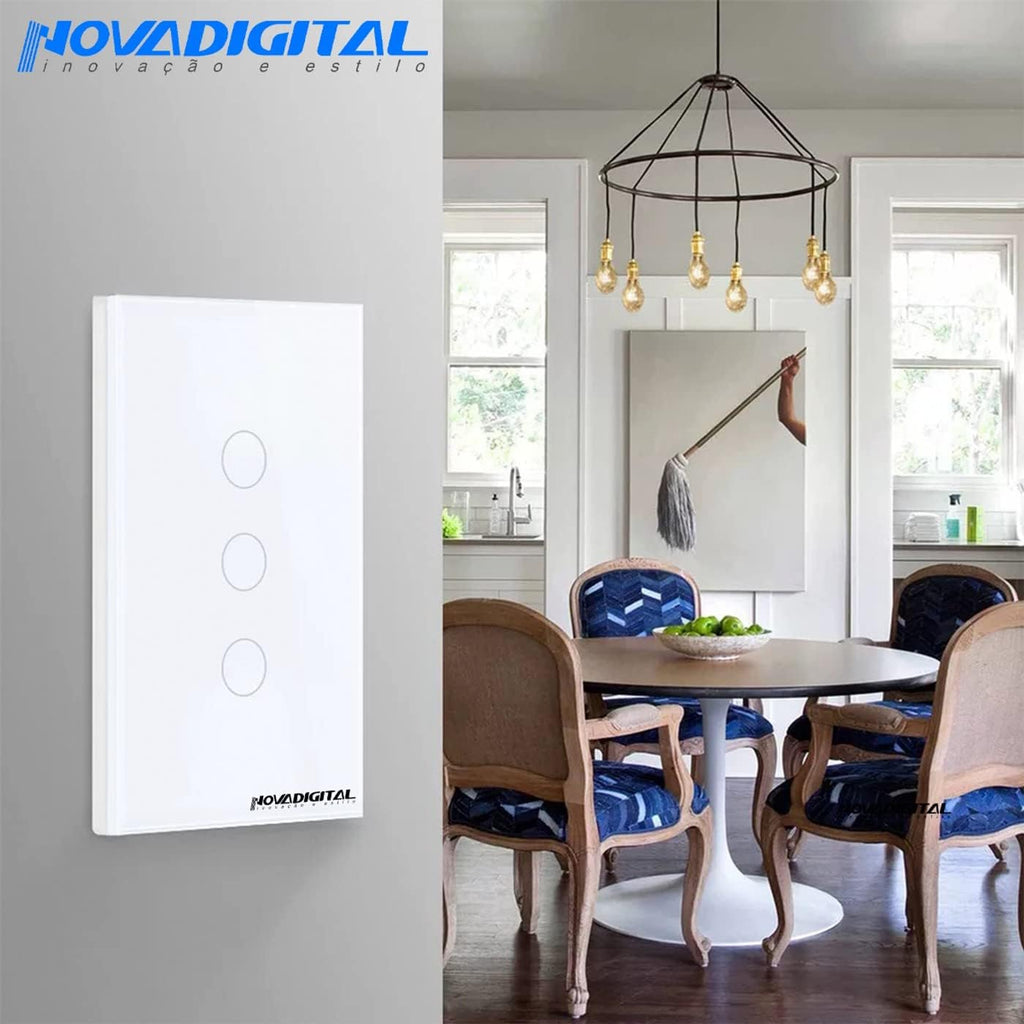Interruptor Inteligente Wi-Fi Nova Digital 1 Botão Touch LITE-WS1 Smart Home Google Home Alexa Automação Residencial Preto