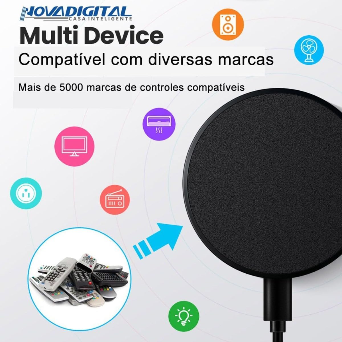 Controle Universal IR Infravermelho Inteligente Para Automação Wi-Fi Novadigital SRW-004 Tuya Smart Life Alexa Compatível Com Tv Ar Condicionado Monitor