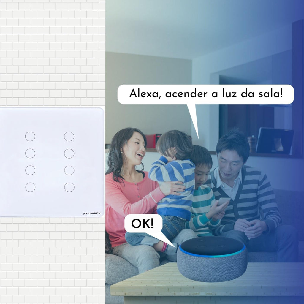 Interruptor Inteligente Wi-Fi Nova Digital 1 Botão Touch LITE-WS1 Smart Home Google Home Alexa Automação Residencial Preto