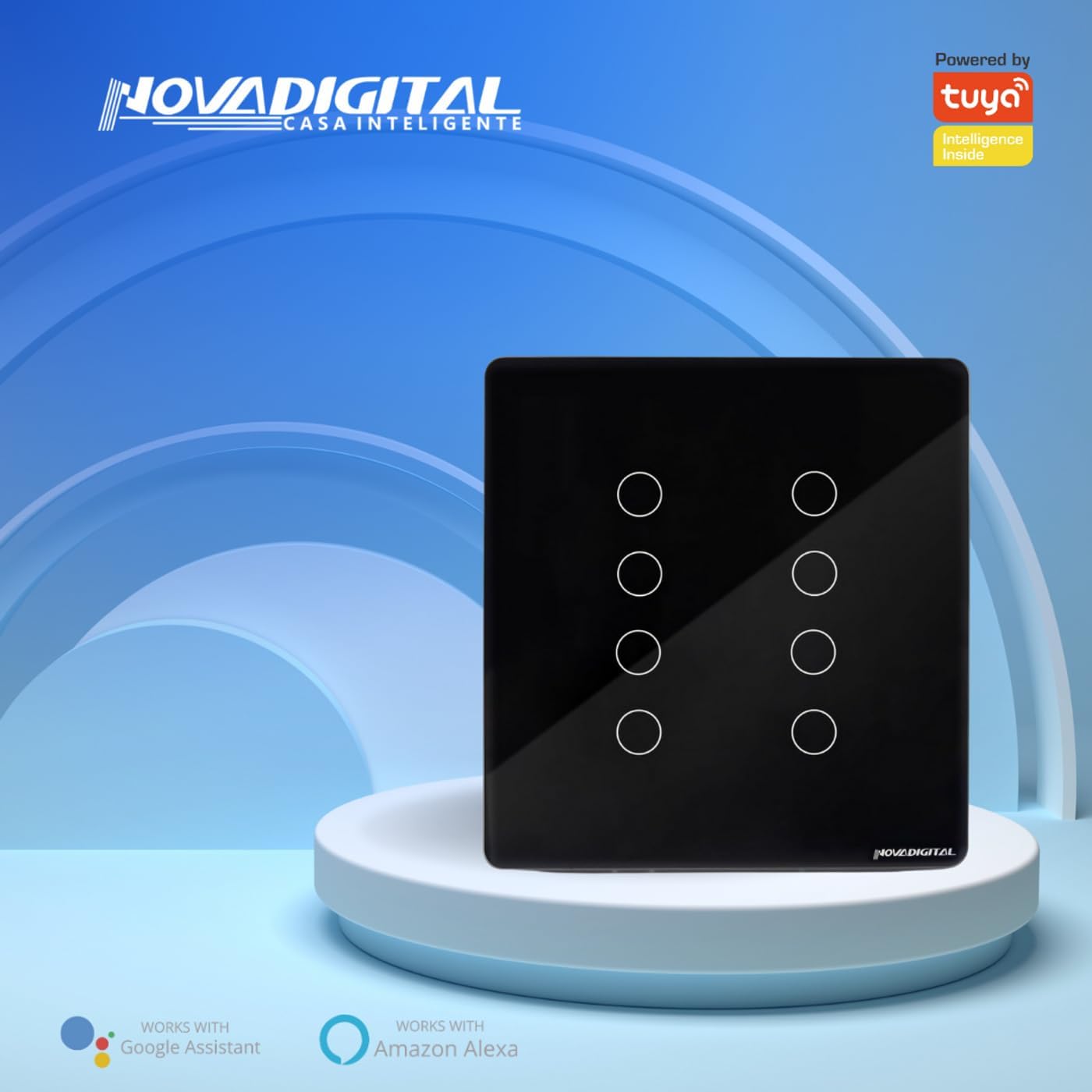 Interruptor Inteligente Wi-Fi Nova Digital 1 Botão Touch LITE-WS1 Smart Home Google Home Alexa Automação Residencial Preto