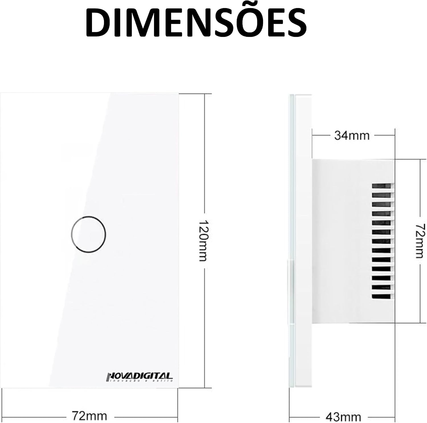 Interruptor Smart Wifi Inteligente Touch Nova Digital 3 botões Lite BR 4x2