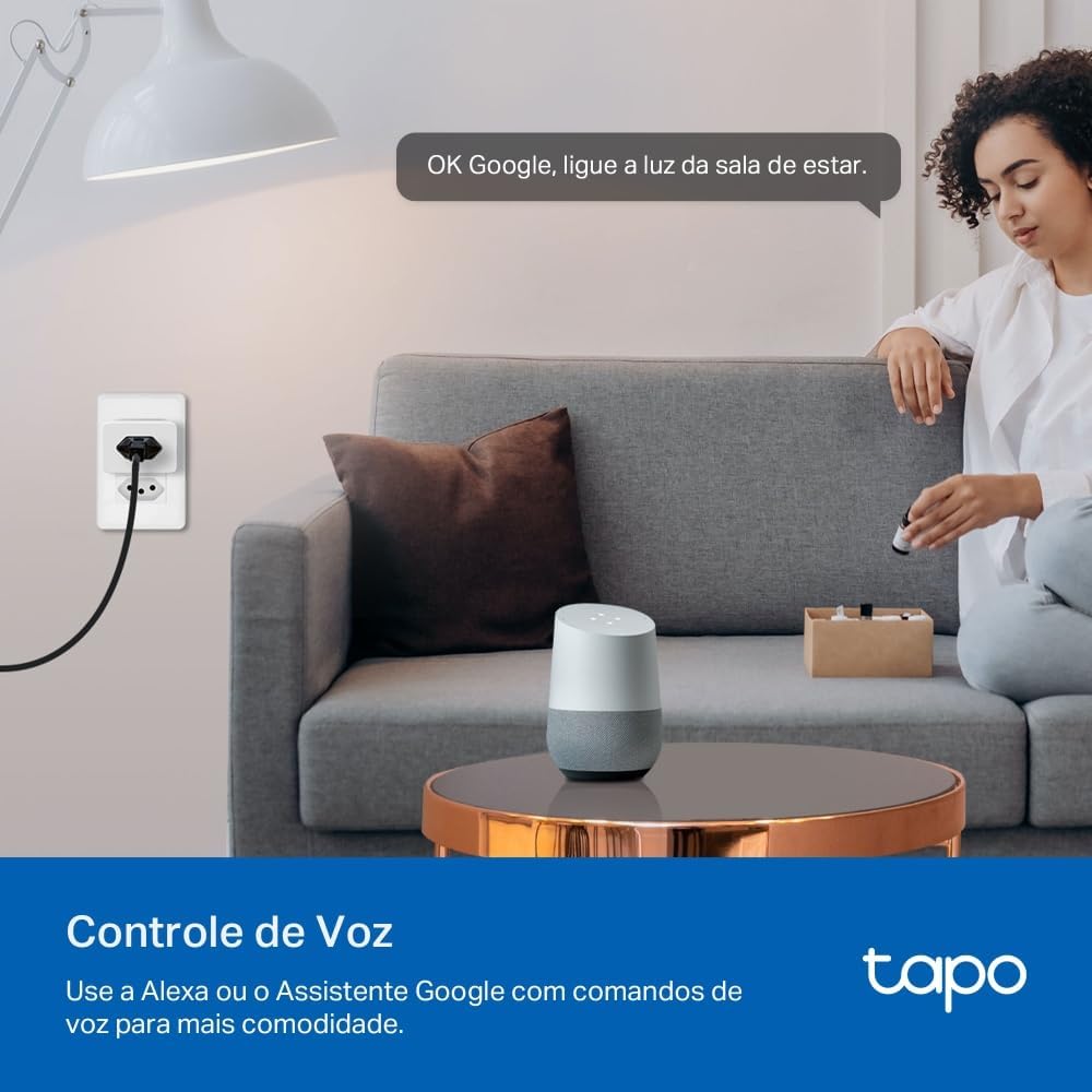 Tomada Inteligente Wi-Fi TP-Link Tapo P110, Smart Plug, Bivolt, 10A/2400W, Monitoramento e Economia de Energia, Alexa, OK Google, Smart Things, Proteção de Segurança, Controle Remoto