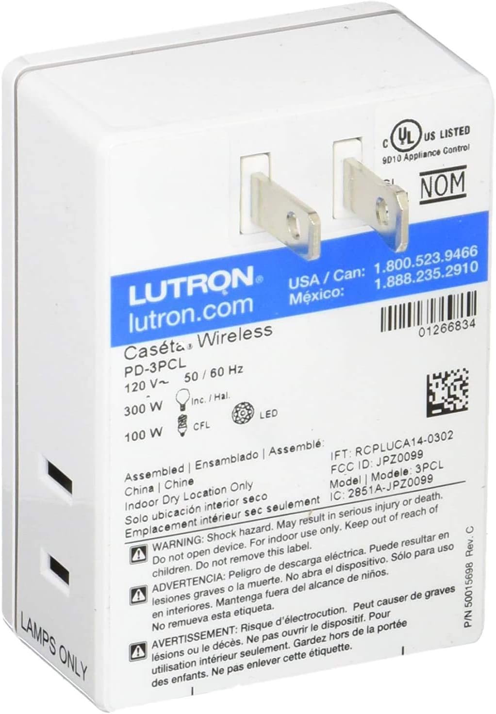 Lutron Caseta Wireless - Dimmer de Lâmpada Inteligente com Plug-In - Compatível com Alexa, Apple HomeKit e Google Assistant