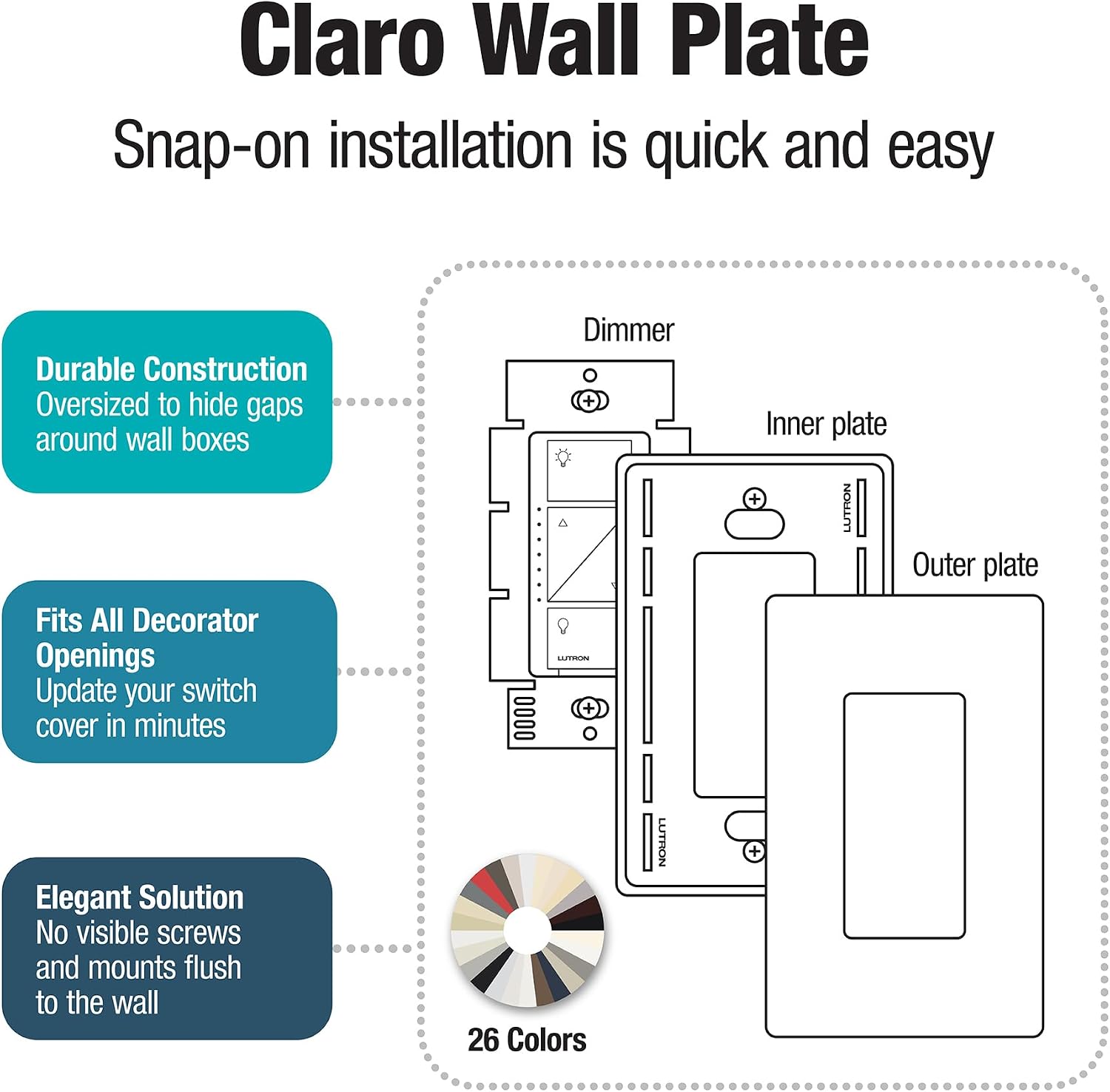 Lutron Placa de parede Claro 1-Gang, cetim, biscoito (1 unidade) SC-1-BI