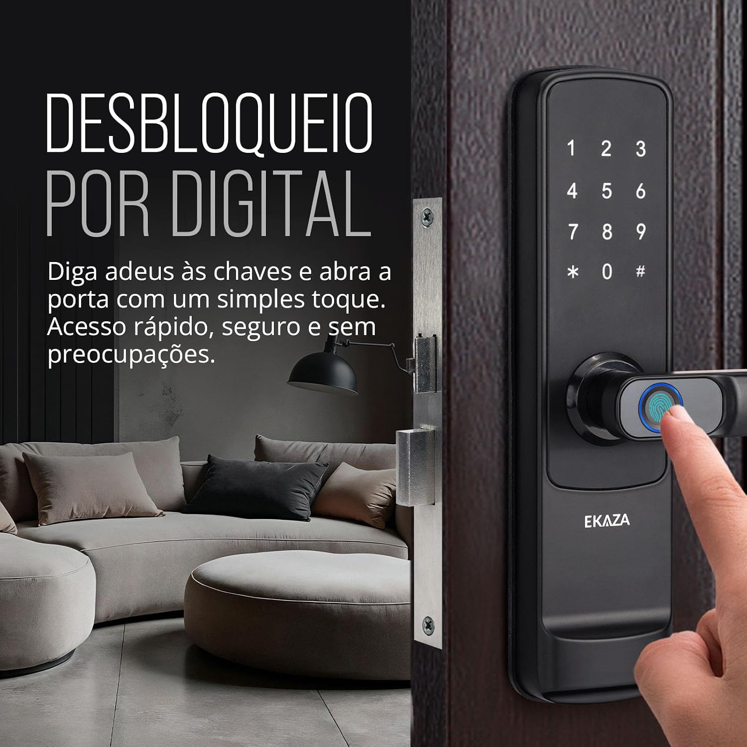 Fechadura Digital Inteligente com Wi-Fi, Biometria e Senha + Tomada Inteligente Wi-Fi 20A | Kit Segurança e Automação Residencial