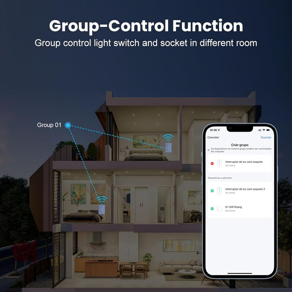 Interruptor Smart Wifi Inteligente Touch Nova Digital 3 botões Lite BR 4x2