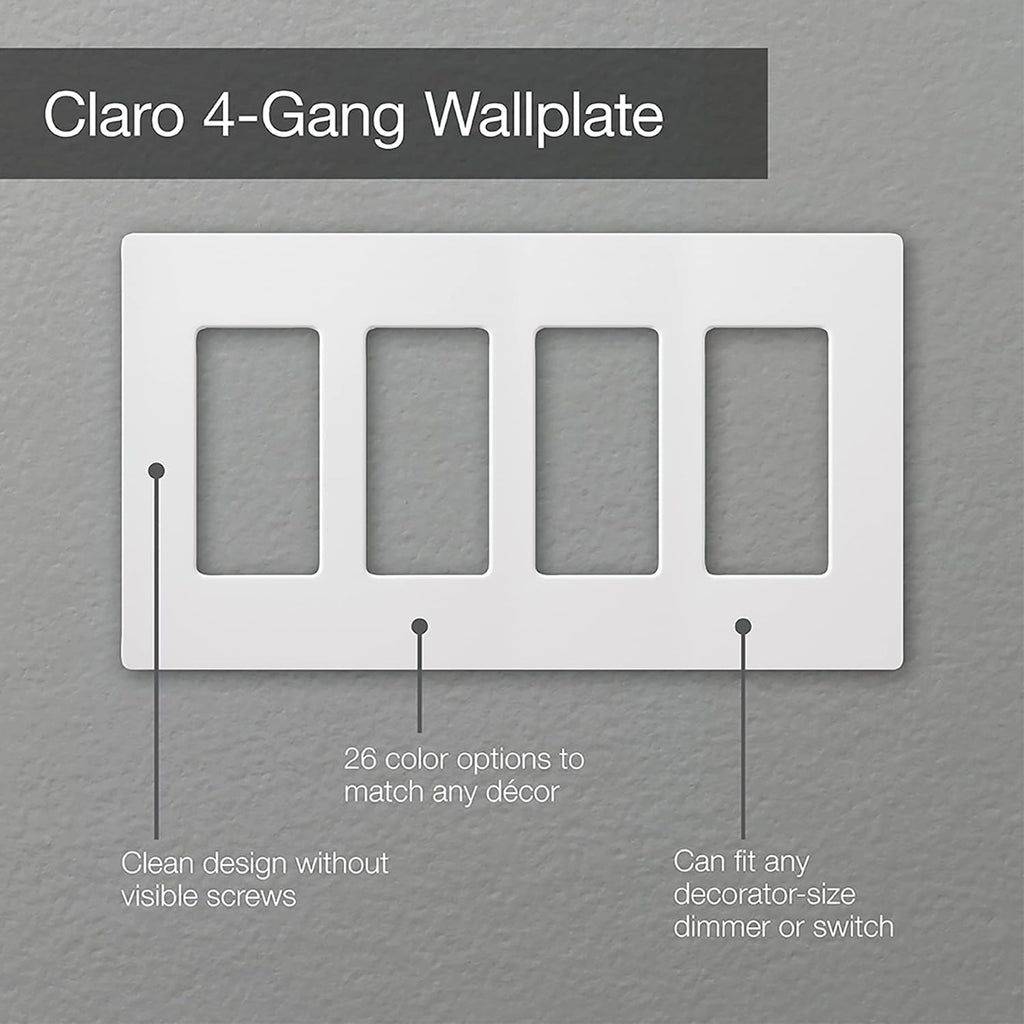 Lutron Placa de cobertura para interruptor de luz Claro, placa de parede de 4 grupos, para interruptores de luz decoradores, capa de interruptor basculante, tampa de saída, capa de placa de