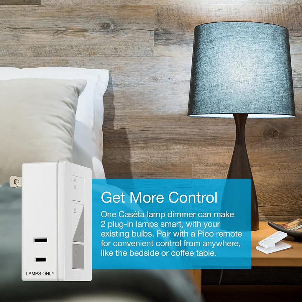 Lutron Caseta Wireless - Dimmer de Lâmpada Inteligente com Plug-In - Compatível com Alexa, Apple HomeKit e Google Assistant