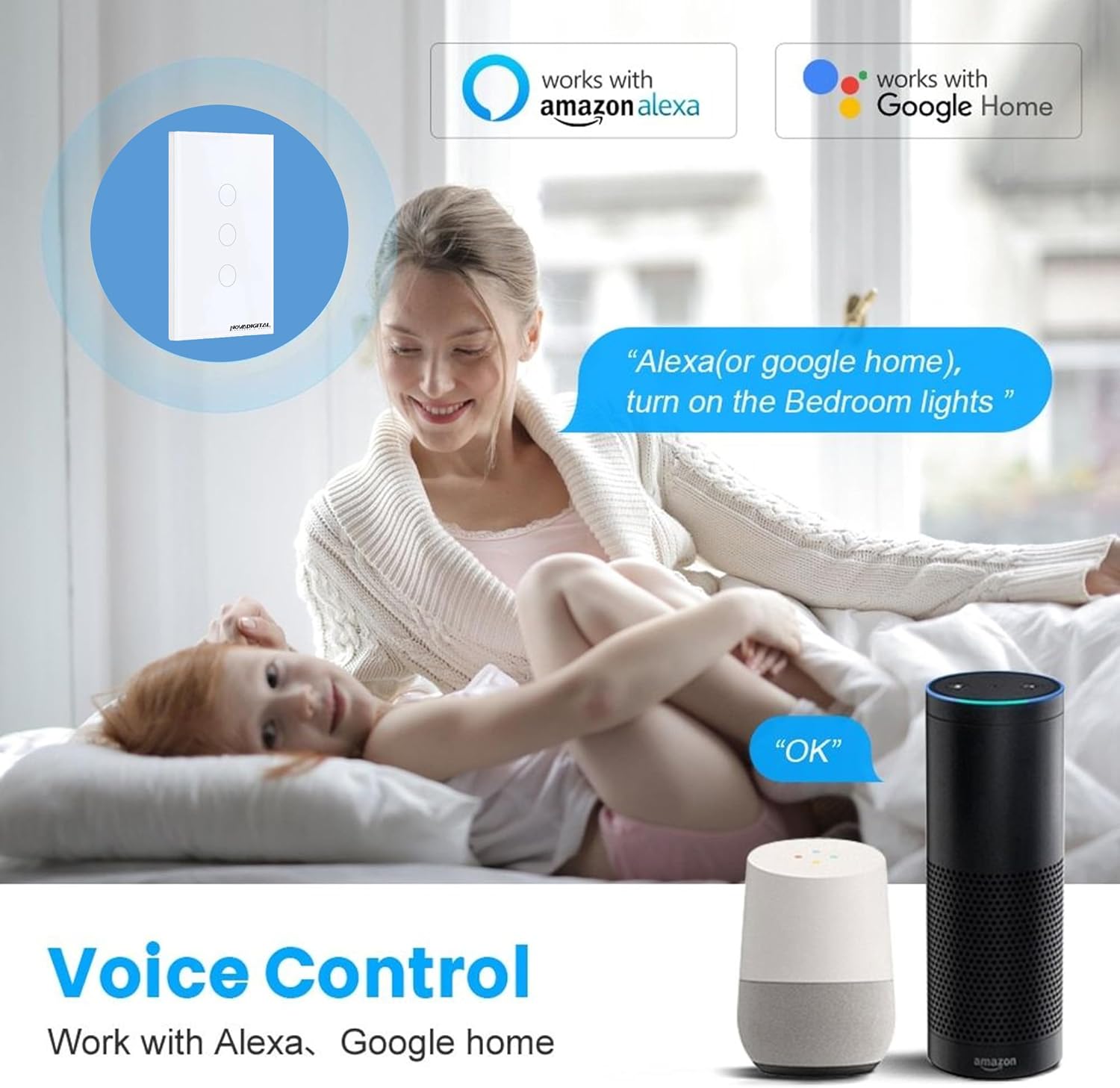 Interruptor Smart Wifi Inteligente Touch Nova Digital 3 botões Lite BR 4x2