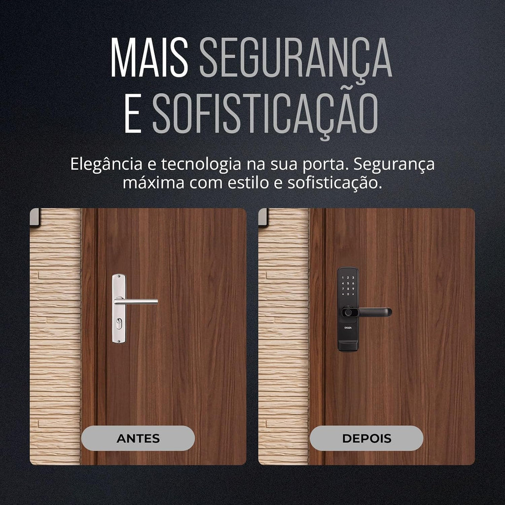 Fechadura Digital Inteligente com Wi-Fi, Biometria e Senha + Tomada Inteligente Wi-Fi 20A | Kit Segurança e Automação Residencial