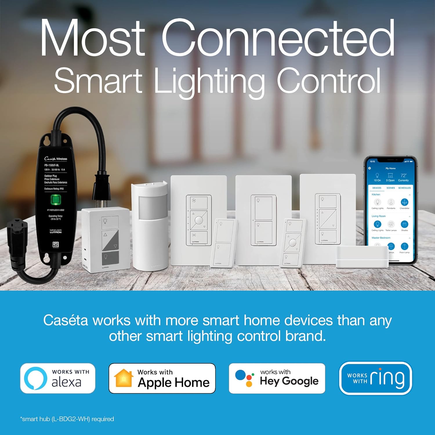 Lutron Caseta Wireless - Dimmer de Lâmpada Inteligente com Plug-In - Compatível com Alexa, Apple HomeKit e Google Assistant