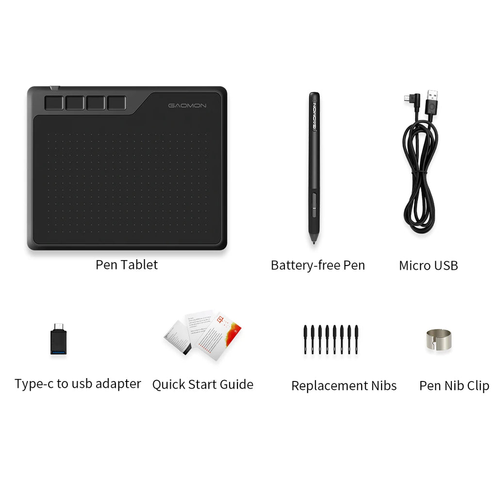 Gaomon S620 Small Graphics Tablet 6*4 Inch Drawing Tablet with Pen 8192 Levels Pressure, Easy Connect to Android Phone Laptop PC