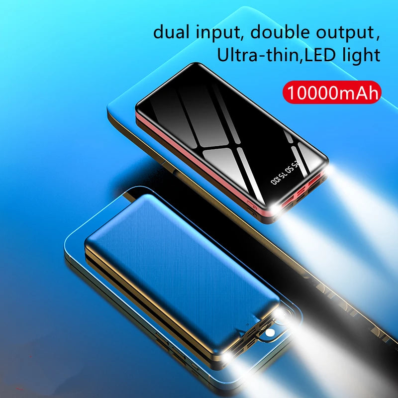 Power Bank 10000mAh com Dupla Entrada e Saída - Carregamento Rápido 2.1A