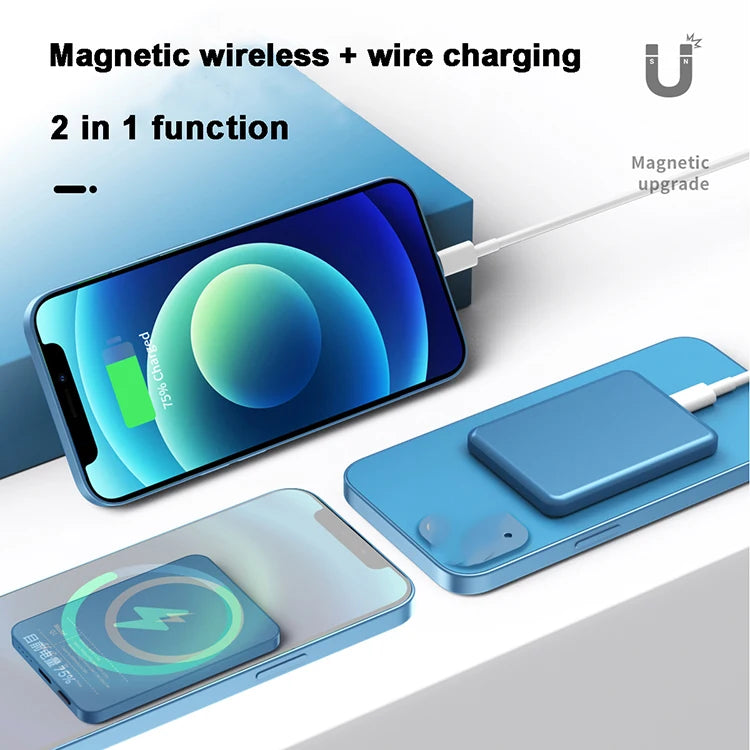 Power Bank Magnético Slim 10000mAh com Carregamento Sem Fio 15W