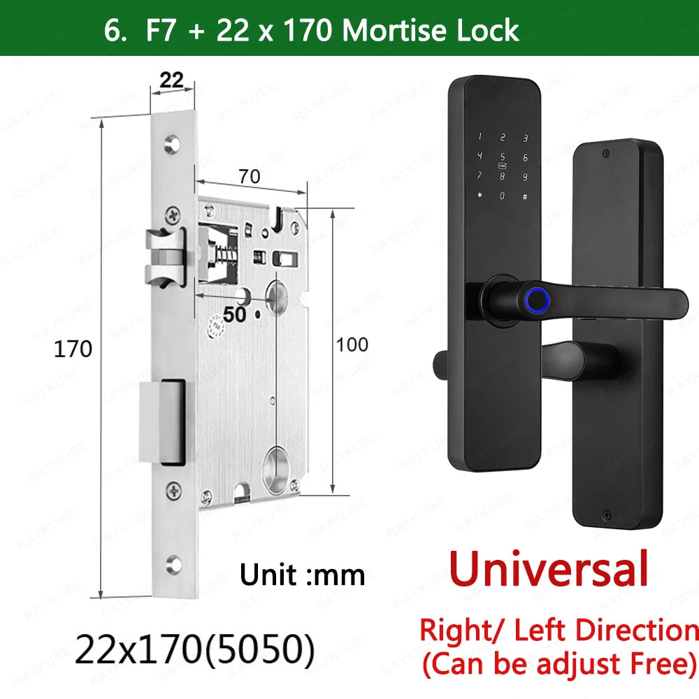 Do Brasil RAYKUBE F7 TT Lock Bluetooth Fingerprint Electric Door Lock Portuguese/English Version with Key/Card/Password Unlock