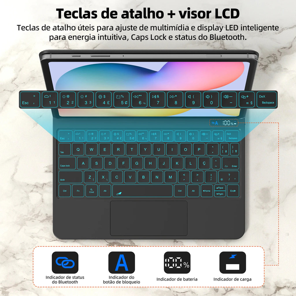 Bettdow Teclado mágico para Galaxy Tab S6 Lite de 10,4 polegadas com suporte flutuante magnético e trackpad multitoque