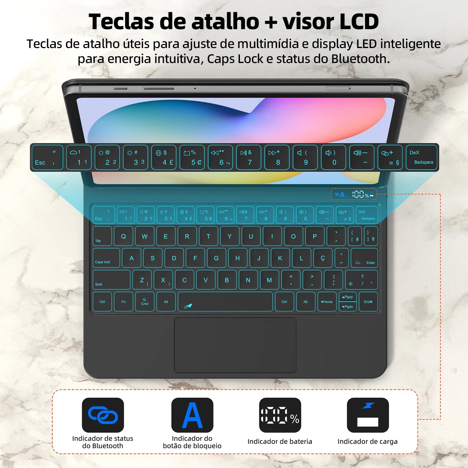 Bettdow Teclado mágico para Galaxy Tab S6 Lite de 10,4 polegadas com suporte flutuante magnético e trackpad multitoque