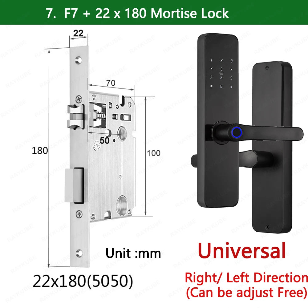Do Brasil RAYKUBE F7 TT Lock Bluetooth Fingerprint Electric Door Lock Portuguese/English Version with Key/Card/Password Unlock