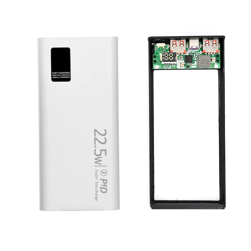 Kit DIY Power Bank 22,5W Carregamento Ultra Rápido — Case para Bateria 1260110 20000mAh com Tipo-C Bidirecional