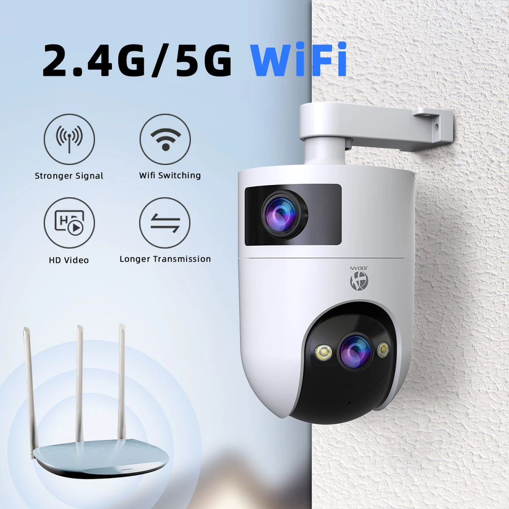 Câmera de Vigilância Externa JOOAN 4K Wi-Fi Dupla Lente com Rastreamento Automático