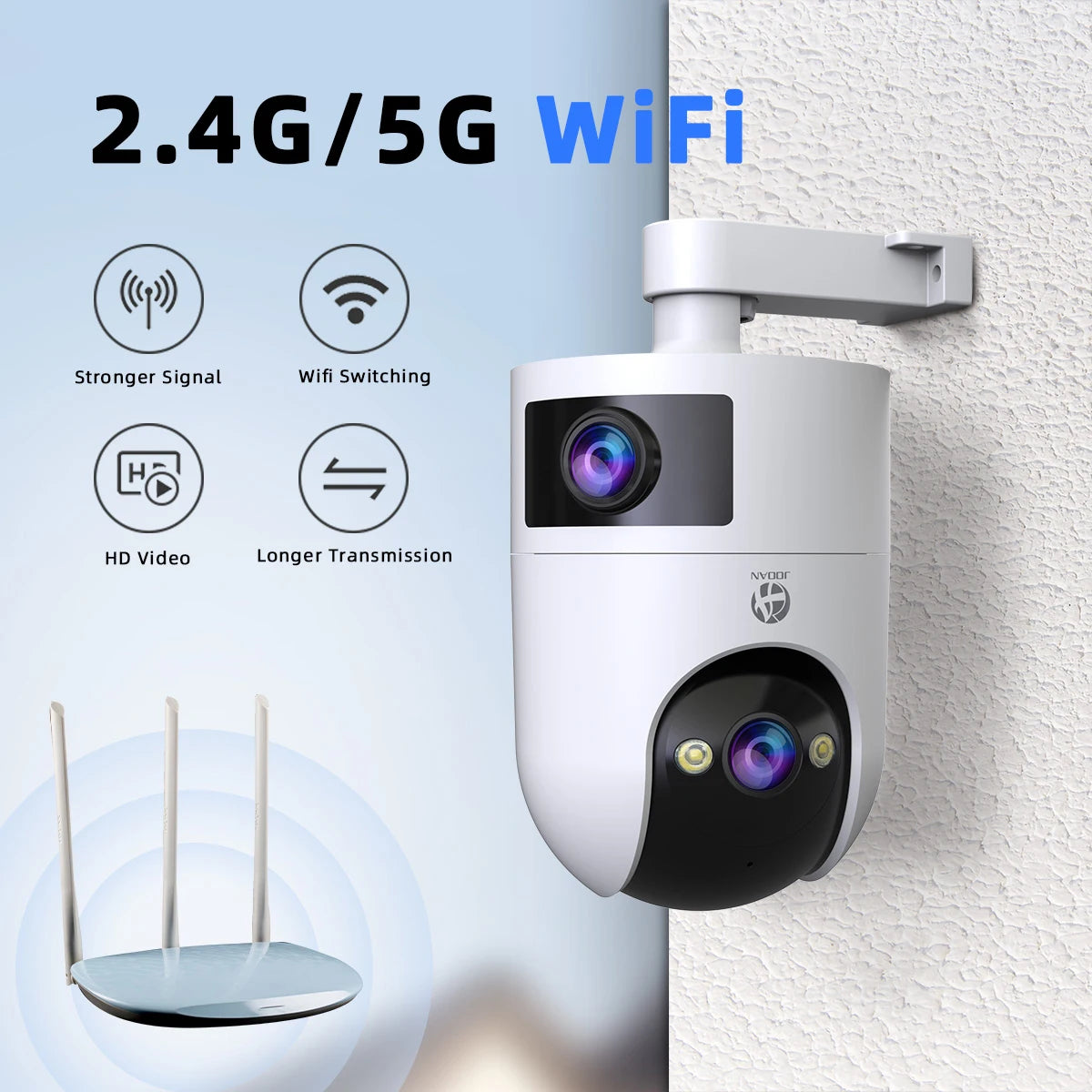 Câmera de Vigilância Externa JOOAN 4K Wi-Fi Dupla Lente com Rastreamento Automático