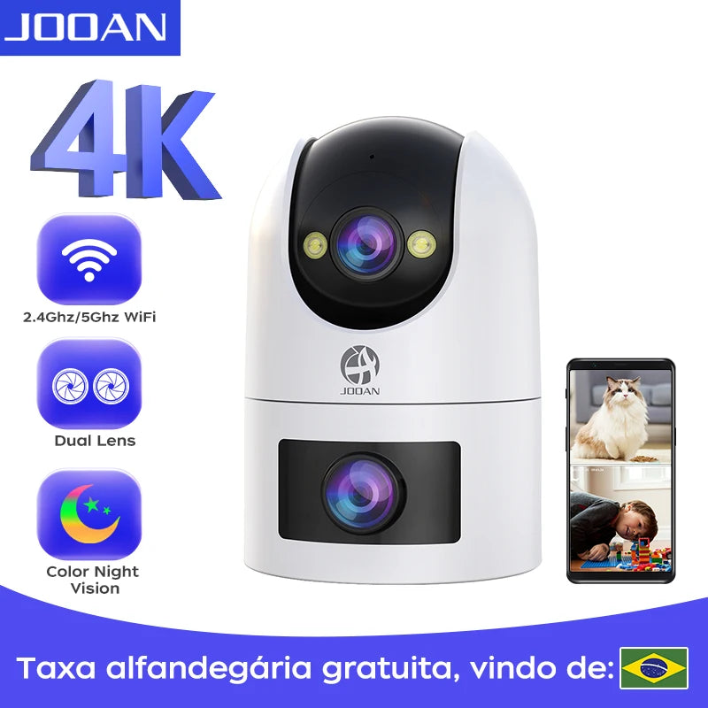Câmera de Vigilância Externa JOOAN 4K Wi-Fi Dupla Lente com Rastreamento Automático