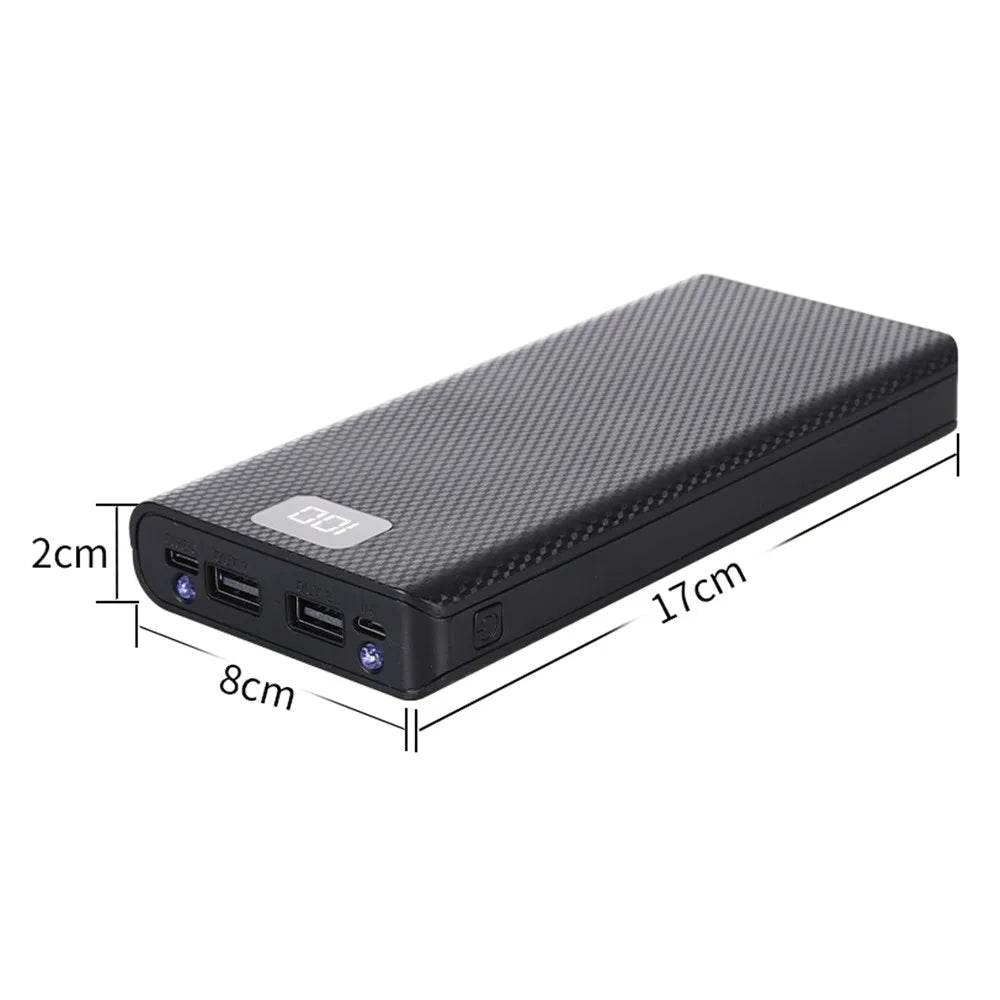 Case DIY para Power Bank 8x18650 — Caixa com USB Duplo, Tipo-C e Carregamento Rápido QC3.0 PD
