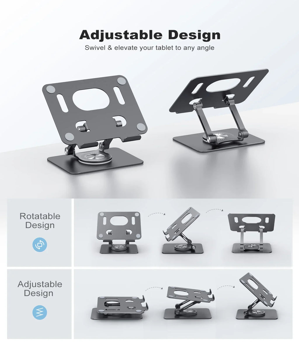 KOOTION 360° Rotatable Tablet Stand Adjustable Foldable Desktop Stand Holder Compatible For 5.8-12 Inch Ipad Pro/Air Min Laptop