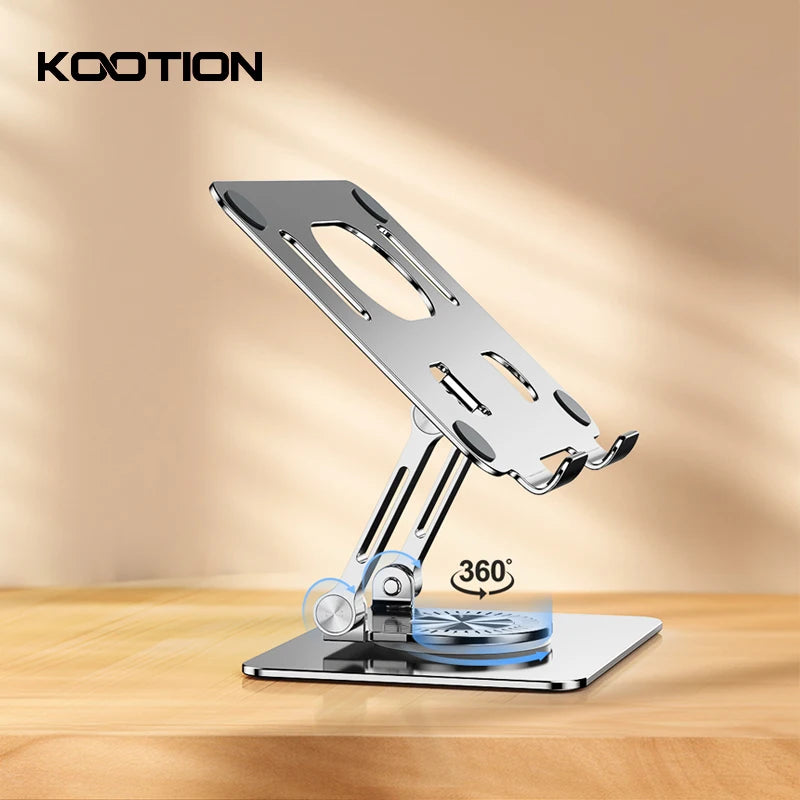 KOOTION 360° Rotatable Tablet Stand Adjustable Foldable Desktop Stand Holder Compatible For 5.8-12 Inch Ipad Pro/Air Min Laptop