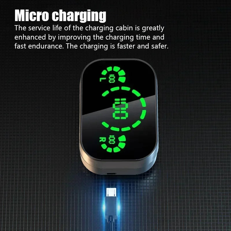 Fone de Ouvido TWS YD03 Bluetooth sem Fio com ANC, Microfone e Case LED 3000mAh