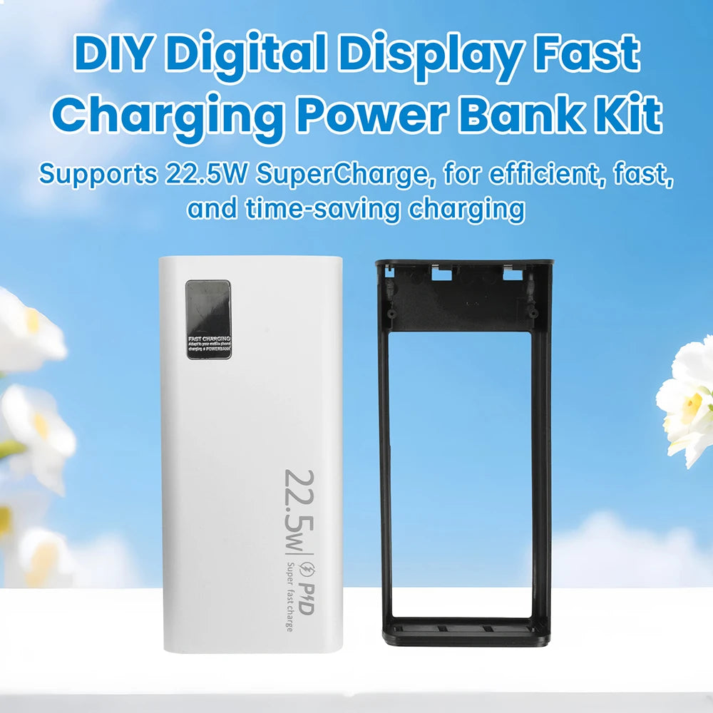Kit DIY Power Bank 22,5W Carregamento Ultra Rápido — Case para Bateria 1260110 20000mAh com Tipo-C Bidirecional