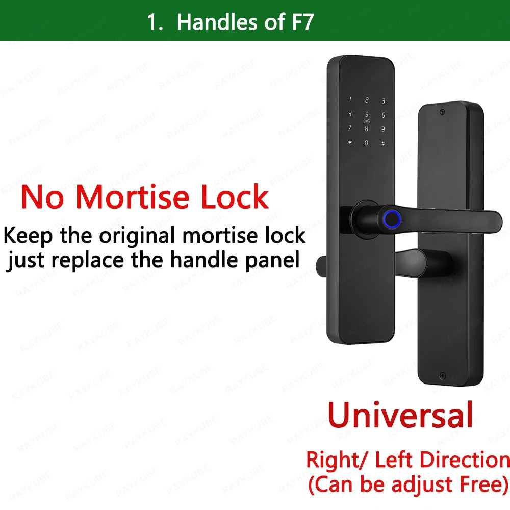 Do Brasil RAYKUBE F7 TT Lock Bluetooth Fingerprint Electric Door Lock Portuguese/English Version with Key/Card/Password Unlock