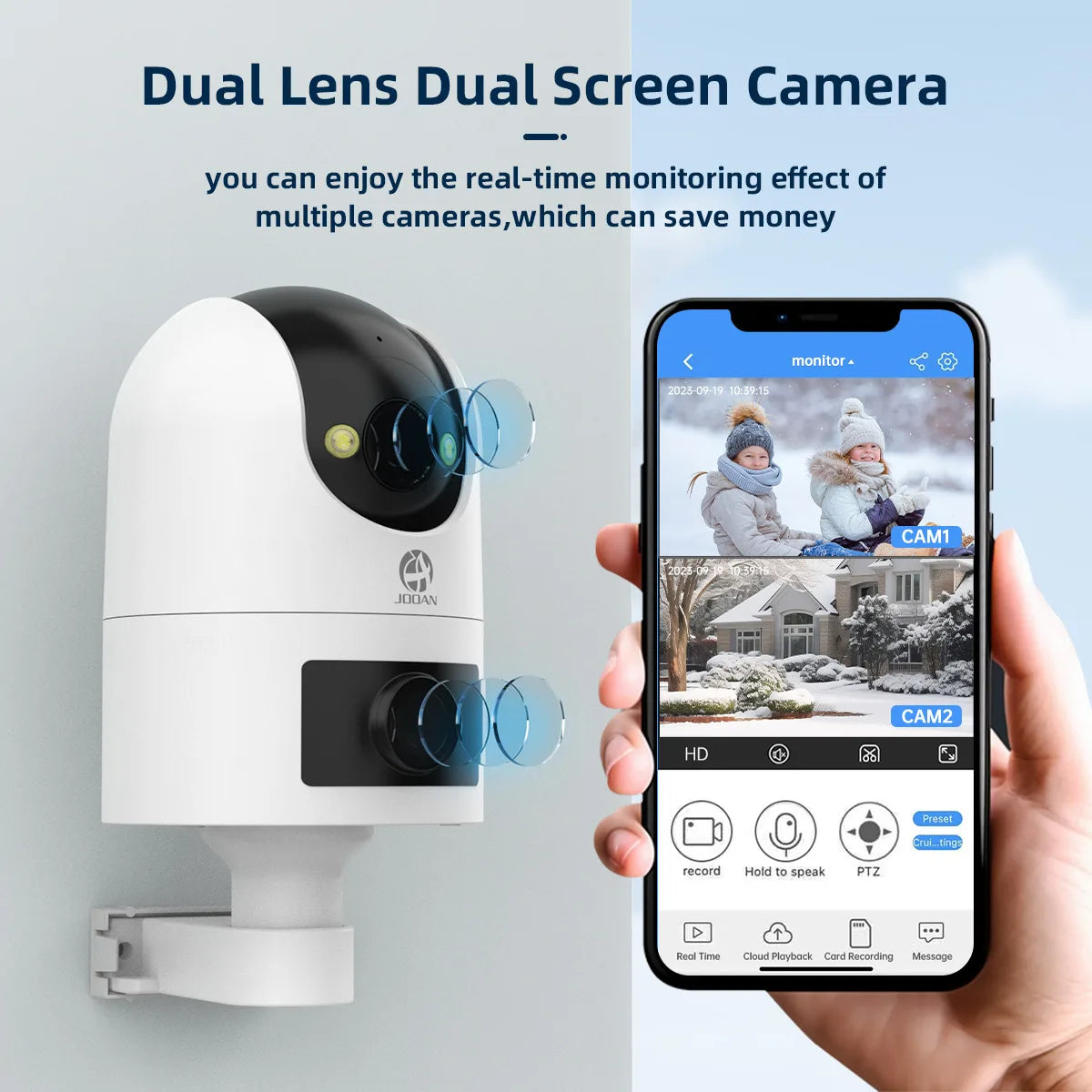 Câmera de Vigilância Externa JOOAN 4K Wi-Fi Dupla Lente com Rastreamento Automático