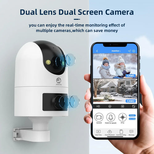 Câmera de Vigilância Externa JOOAN 4K Wi-Fi Dupla Lente com Rastreamento Automático
