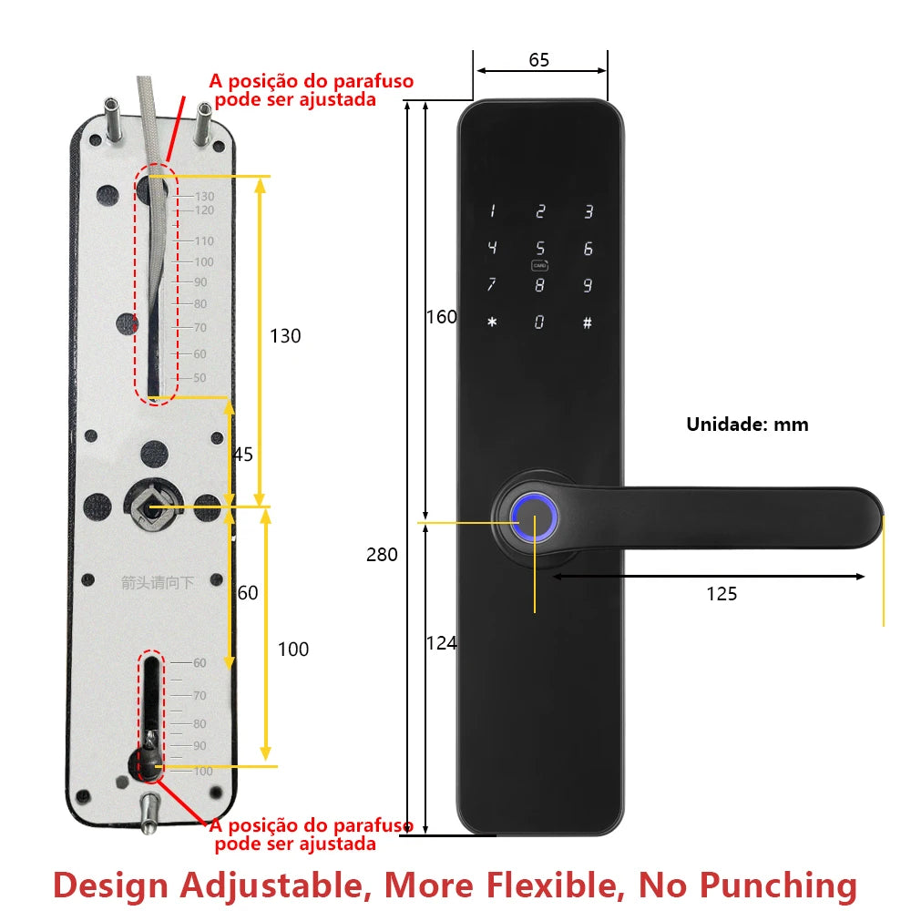 Fechadura Digital Bluetooth RAYKUBE F7- Biometria, senha, Cartão e chave