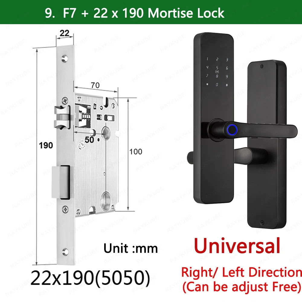 Do Brasil RAYKUBE F7 TT Lock Bluetooth Fingerprint Electric Door Lock Portuguese/English Version with Key/Card/Password Unlock