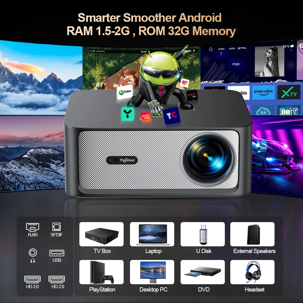 ThundeaL 1080P Projector WiFi Full HD TD98Pro Android TD98 Pro 2K 4K 3D Video Beam Projector 3000 Ansi LED Home Theater Cinema