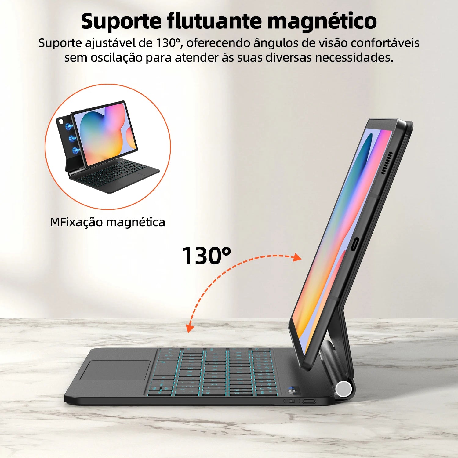 Bettdow Teclado mágico para Galaxy Tab S6 Lite de 10,4 polegadas com suporte flutuante magnético e trackpad multitoque