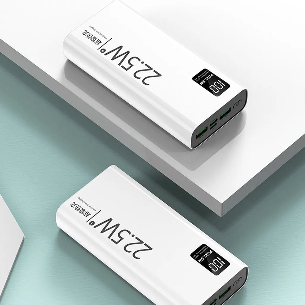 Power Bank 20000mAh Portátil com Tela LCD, Carregamento Rápido e 2 Saídas USB para Celular, Tablet e Viagem