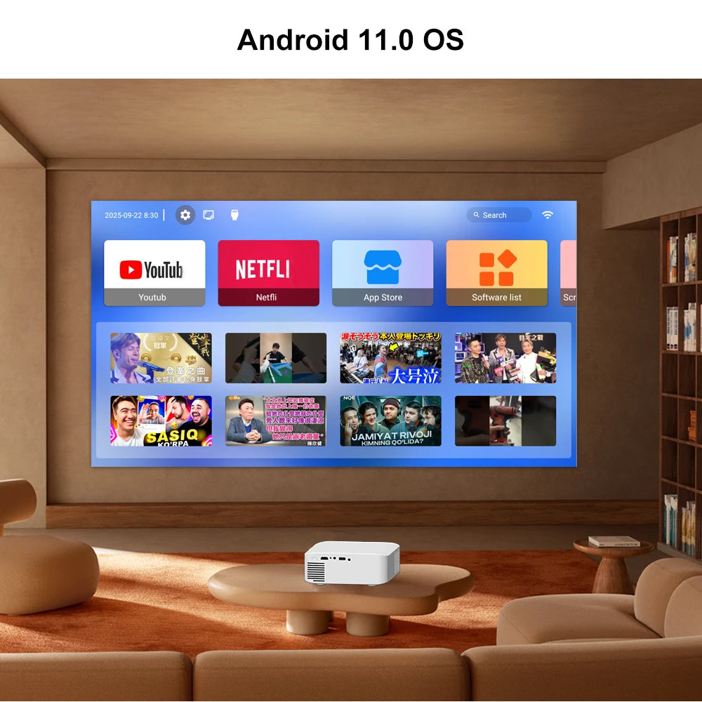 Projetor Touyinger L9W Ultra Android 4K Mini Full HD Cinema LED Home Theater com Bluetooth