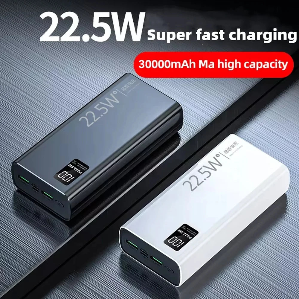 Power Bank 20000mAh Portátil com Tela LCD, Carregamento Rápido e 2 Saídas USB para Celular, Tablet e Viagem